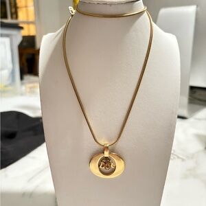 Vintage DIOR Gold O Pendant Necklace